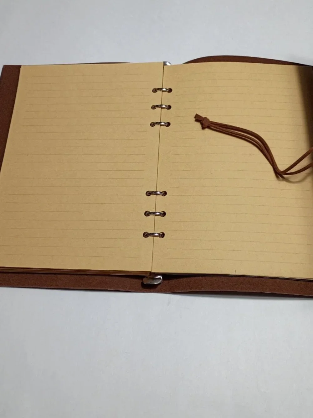Brown Faux Leather Vintage-Style Refillable Binder Journal Metal Butterfly Charm